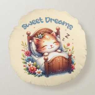 Coussins Ronds Cute dormir Kitten Sweet rêves décoration de crèch