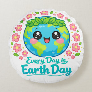 Coussins Ronds Cute Earth Day Throw Pillow