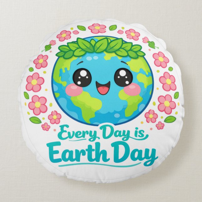 Coussins Ronds Cute Earth Day Throw Pillow (Devant)