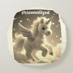 Coussins Ronds Cute Fairy Baby Unicorn crème Imaginaire mousseux