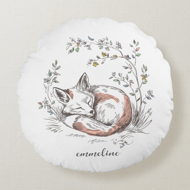 Coussins Ronds Cute Forest Woodland Fox Personalized (Devant)