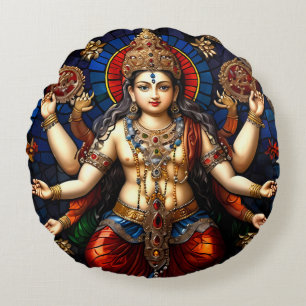 Coussins Ronds Cute Ganesh Blue Elephant God Round Cushion Coussi