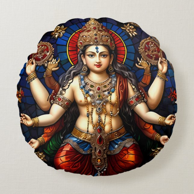 Coussins Ronds Cute Ganesh Blue Elephant God Round Cushion Coussi (Devant)