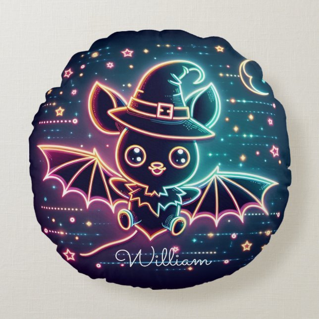 Coussins Ronds Cute Halloween chauve-chauve-souris Casquette de l (Devant)