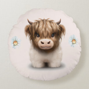 Coussins Ronds Cute Highlands Scottish Cow