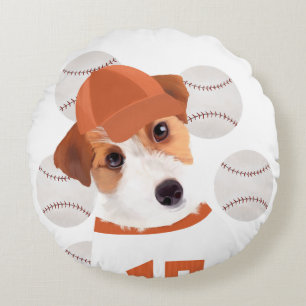 Coussins Ronds Cute Jack Russell Chien Baseball Jersey et Balls