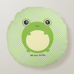 Coussins Ronds Cute Kawaii Frog Personnalisé