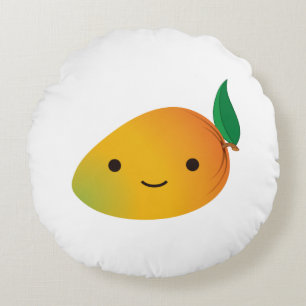 Coussins Ronds Cute Kawaii Mango souriant