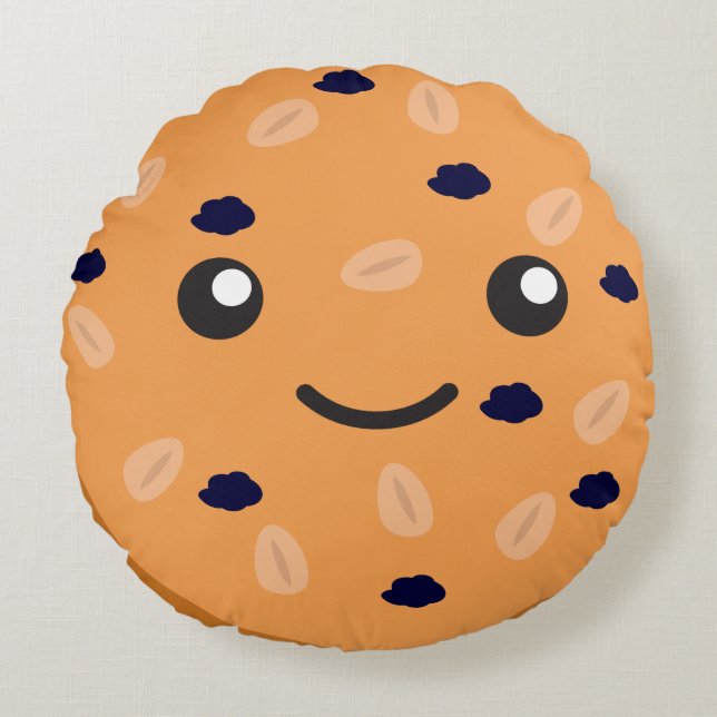 Coussins Ronds Cute Kawaii Oatrepas Raisin Cookie (Devant)