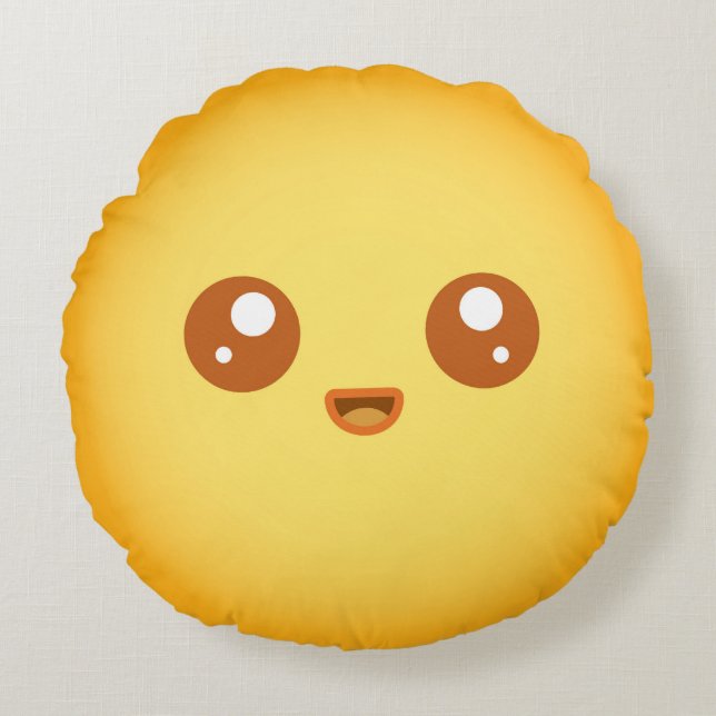 Coussins Ronds Cute Kawaii Sun Character (Devant)
