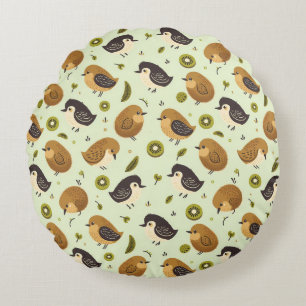 Coussins Ronds Cute Kiwi Birds Motif