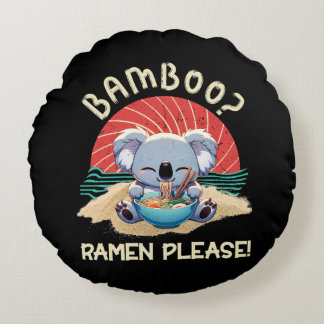 Coussins Ronds Cute Koala manger Ramen Vintage soleil