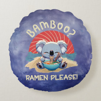 Coussins Ronds Cute Koala manger Ramen Vintage soleil