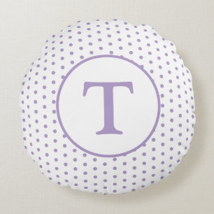 Coussins Ronds Cute Lavande et blanc Polka-Coussin rond point