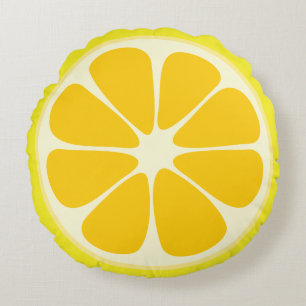 Coussins Ronds Cute Lemon Slice Citrus Fruit Drôle Footy Fun