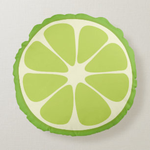 Coussins Ronds Cute Lime Slice Citrus Fruit Drôle Foodie Amusant