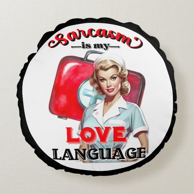 Coussins Ronds Cute Nurse Pinup_ Love (Devant)