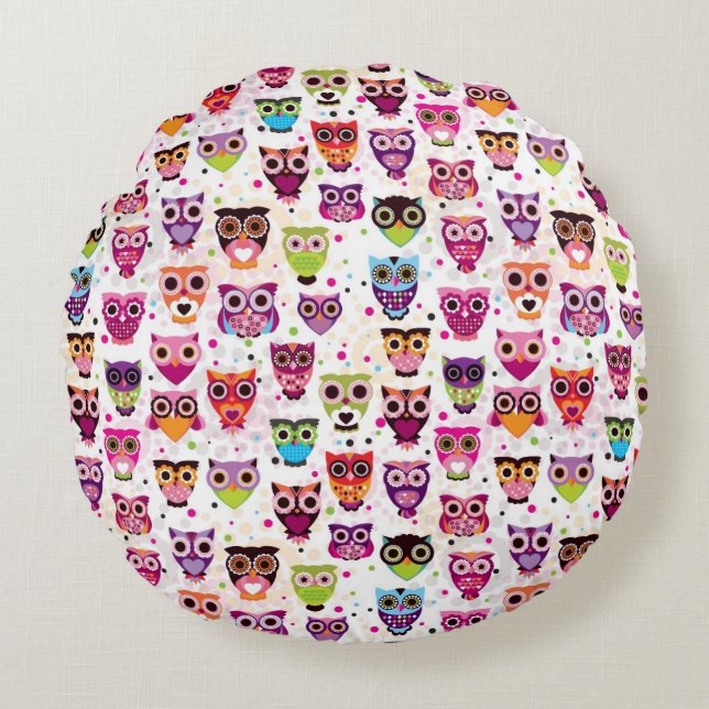 Coussins Ronds Cute owl background (Devant)