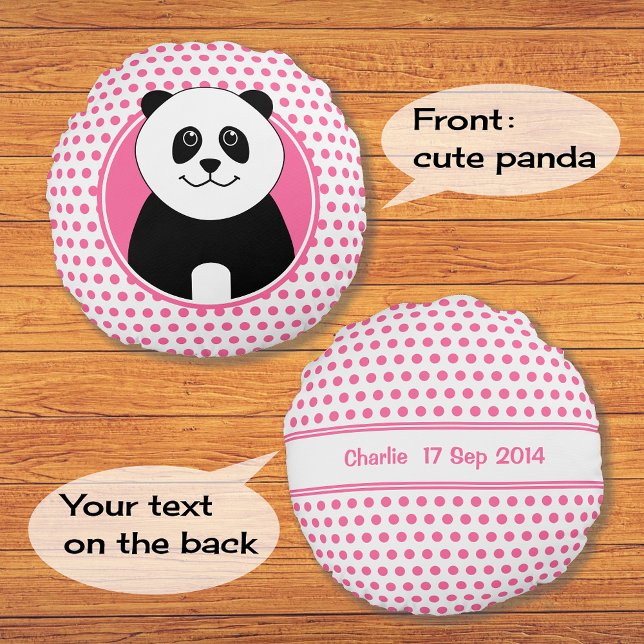 Coussins Ronds Cute panda rose taches nom sur le dos (Créateur téléchargé)