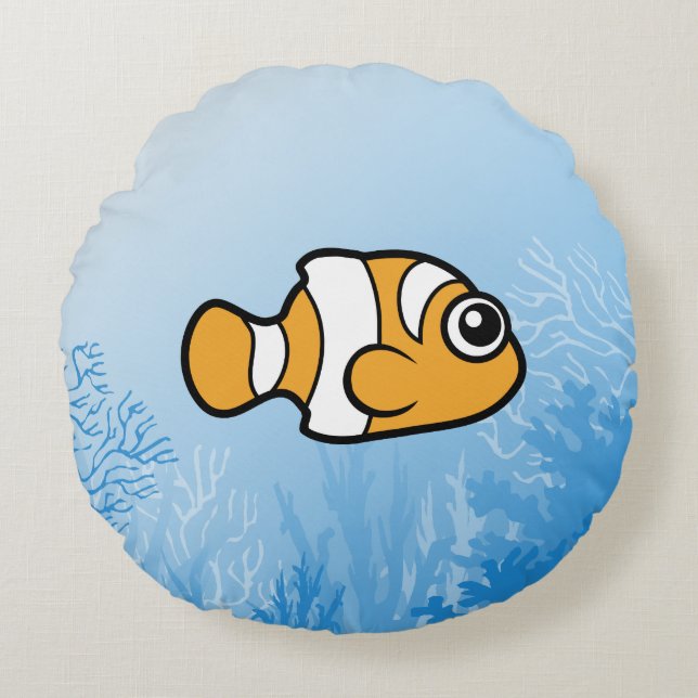 Coussins Ronds Cute poisson-clown en caricature (Devant)