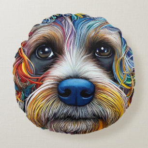 Coussins Ronds Cute Pop Art Terrier