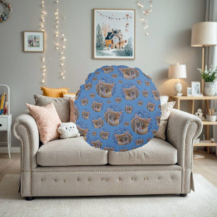 Coussins Ronds Cute rouge chaton - motif chat