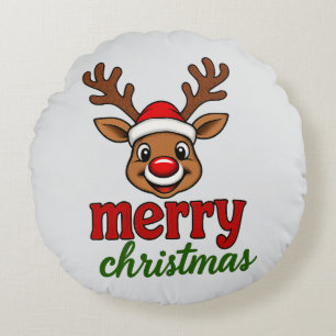 Coussins Ronds Cute Rudolph Reindeer Merry Christmas