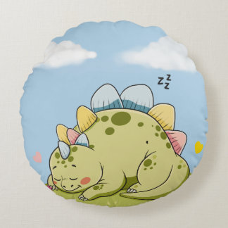 Coussins Ronds Cute Sleeping Baby Dinosaur Round Pillow