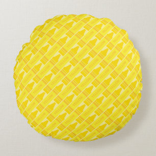 Coussins Ronds Cute Yellow Crayon Artsy Motif