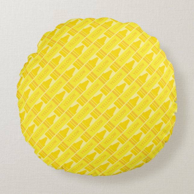 Coussins Ronds Cute Yellow Crayon Artsy Motif (Devant)