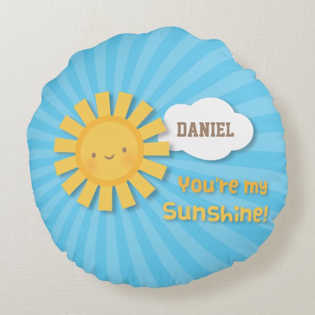 Coussins Ronds Cute You are my Sunshine Personnalisé Décor Chambr (Dos)