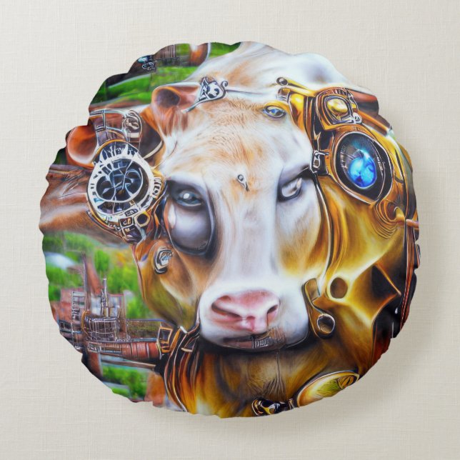 Coussins Ronds Cyber-vache vapeur (Devant)