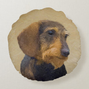 Coussins Ronds Dachshund (À poils durs) Peinture Chien Art origin