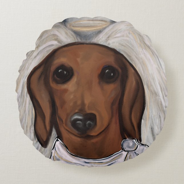 Coussins Ronds Dachshund rouge (Devant)