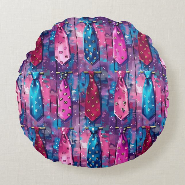 Coussins Ronds Daddy's Ties Round Cotton Throw Pillow (Devant)