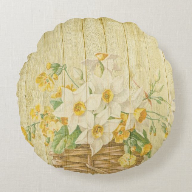 Coussins Ronds Daffodiles très colorés (Devant)