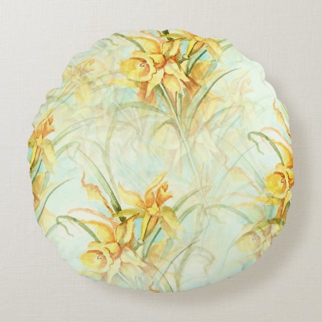 Coussins Ronds Daffodiques d'avril (Devant)