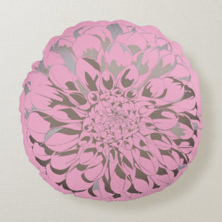 Coussins Ronds Dahlia flower pastel pink pillow 