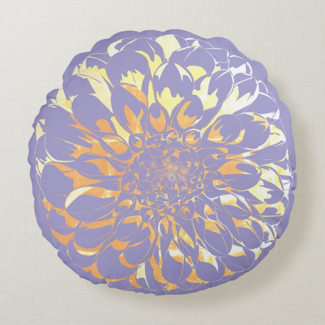 Coussins Ronds Dahlia flower purple pillow  (Devant)