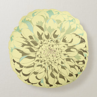 Coussins Ronds Dahlia flower yellow pillow 