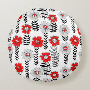 Coussins Ronds Daisy dooda en rouge et noir