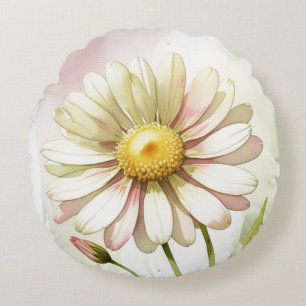Coussins Ronds Daisy Watercolor Flower Moderne Professionnel