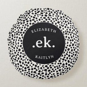 Coussins Ronds Dalmatian Chien Motif Abstrait Monogramme