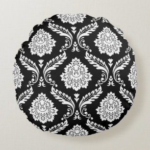 Coussins Ronds Damas Rococo 2 voies grand motif NB