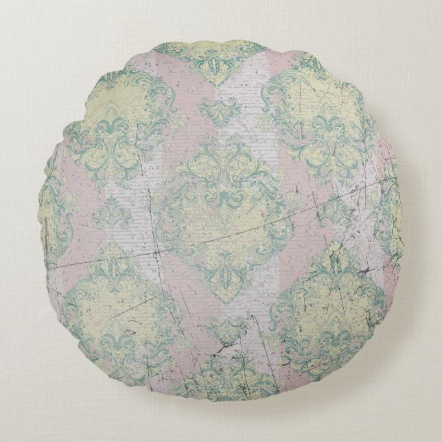 Coussins Ronds Damask Grunge Elegance (Devant)