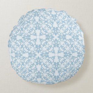 Coussins Ronds Damassé bleu-clair