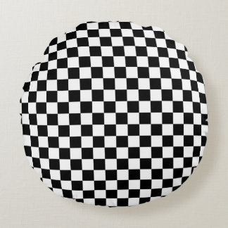 Coussins Ronds Damier noir et blanc