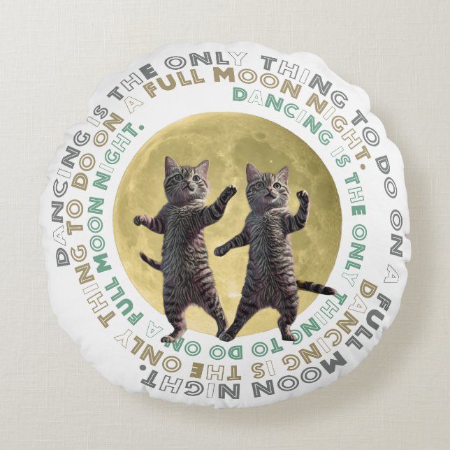 Coussins Ronds dancing cats-1 (Devant)