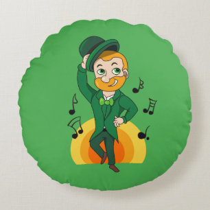 Coussins Ronds Dancing leprechaun, dessin animé de la Saint Patri