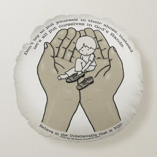 Coussins Ronds Dans les mains de Dieu (Devant)